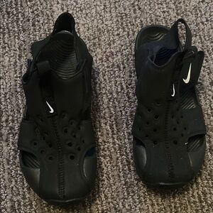 Nike Black Sandals with White Logo